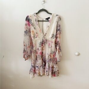 Lulus long sleeve mini floral dress